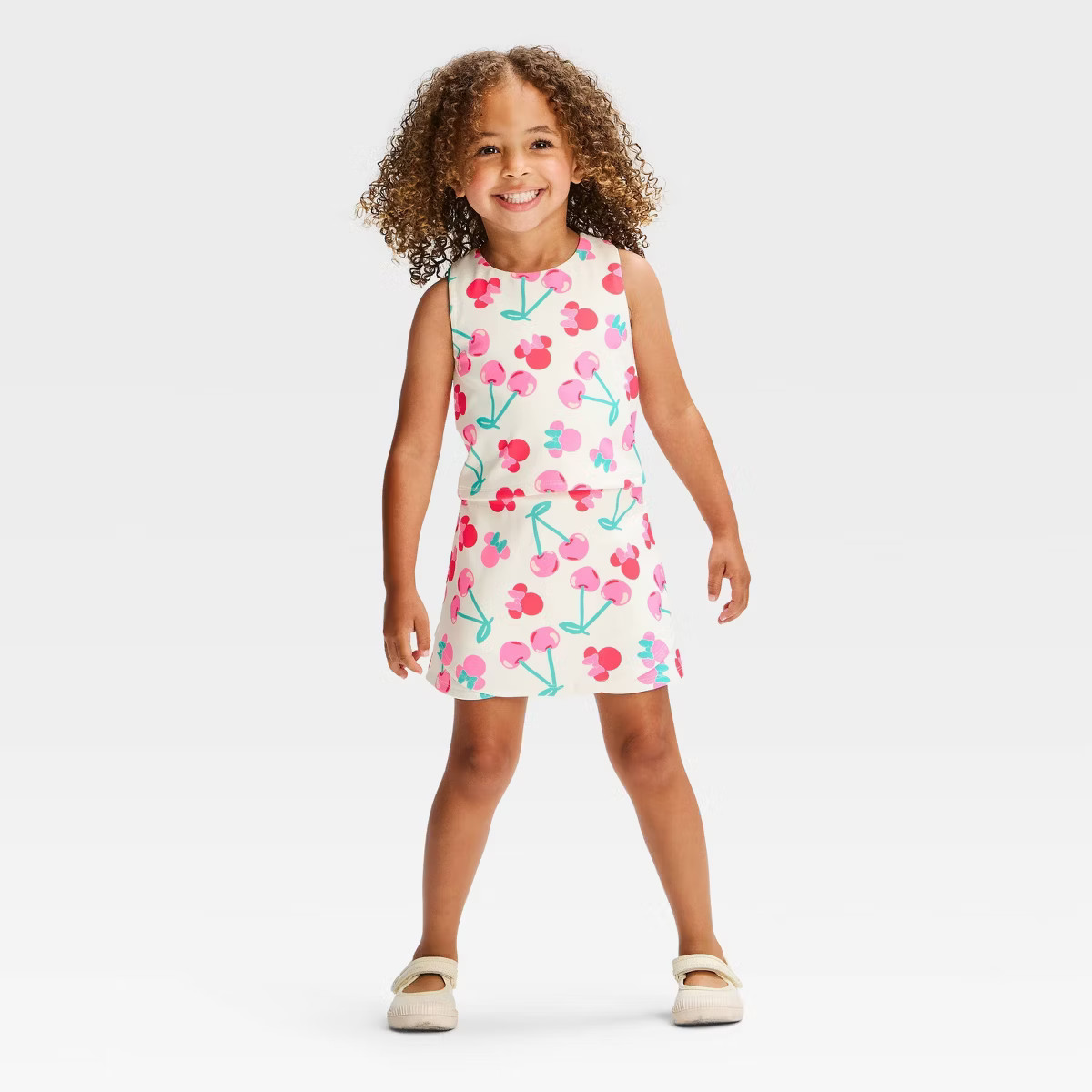Toddler Girls' 2pc Disney Minnie Mouse Cherries Athletic Tank and Skort Set - White 5T | Target