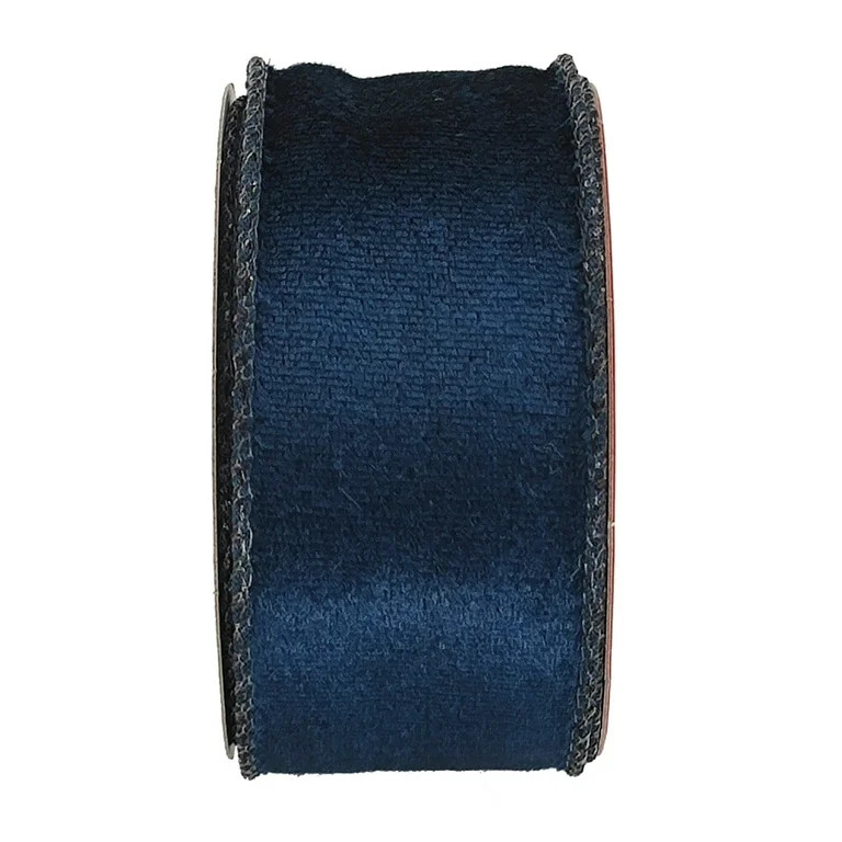 Blue Velvet Wired Christmas Ribbon, 1.5" x 15', by Holiday Time - Walmart.com | Walmart (US)