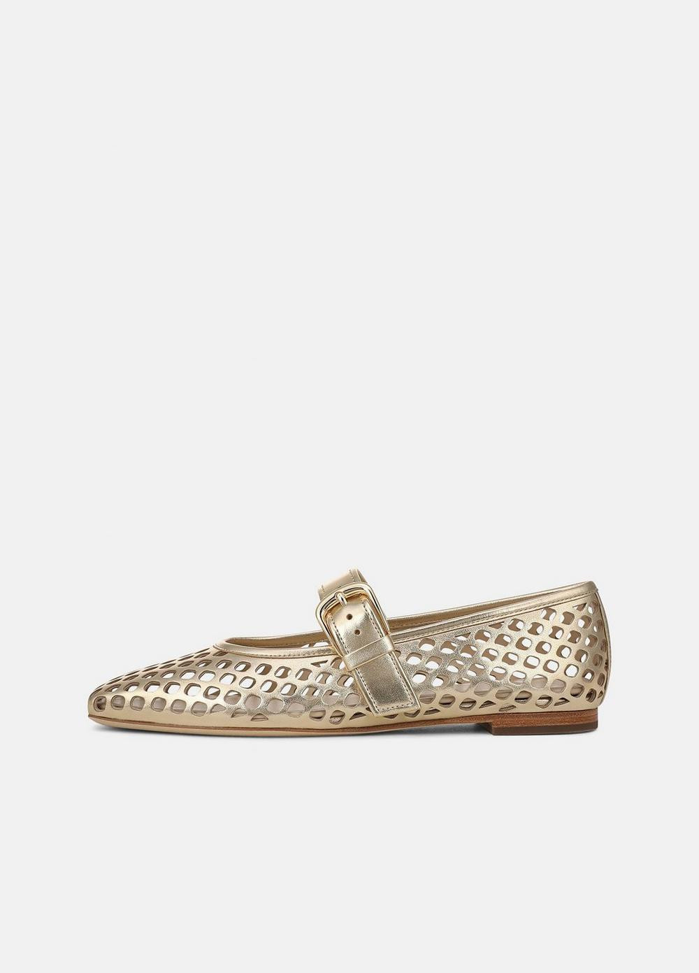 Women's Daniela Perforated Leather Mary Jane Flat, Champagne, Size 10 Vince | Vince LLC