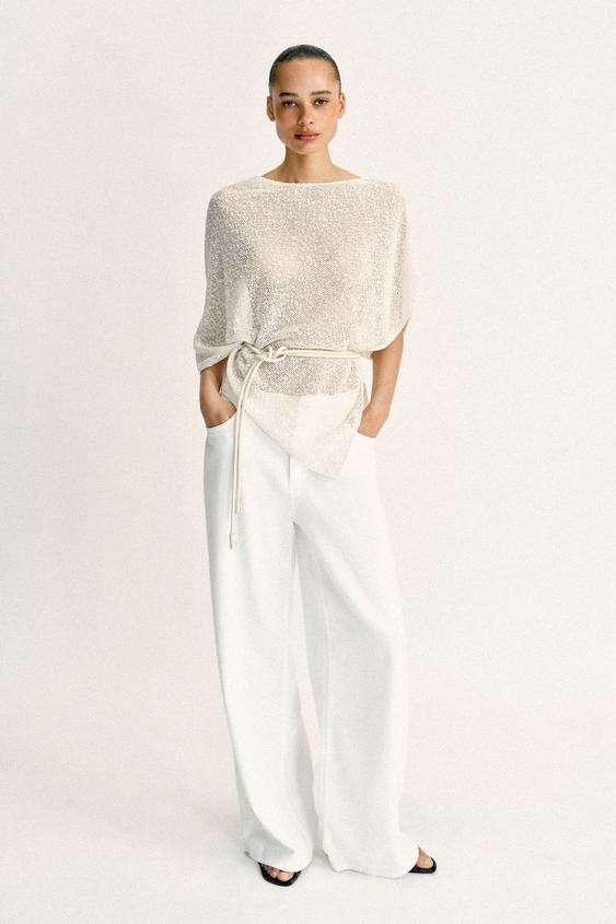 ASYMMETRIC METALLIC THREAD CAPE | Zara US