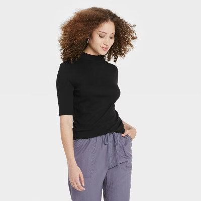 Women's Elbow Sleeve Mock Turtleneck T- Shirt - A New Day™ | Target