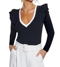 Ezbelle Women's Summer Sleeveless Tops V Neck Ruffle Shirts Ribbed Knit Tank Top Sexy Blouse Ladi... | Amazon (US)