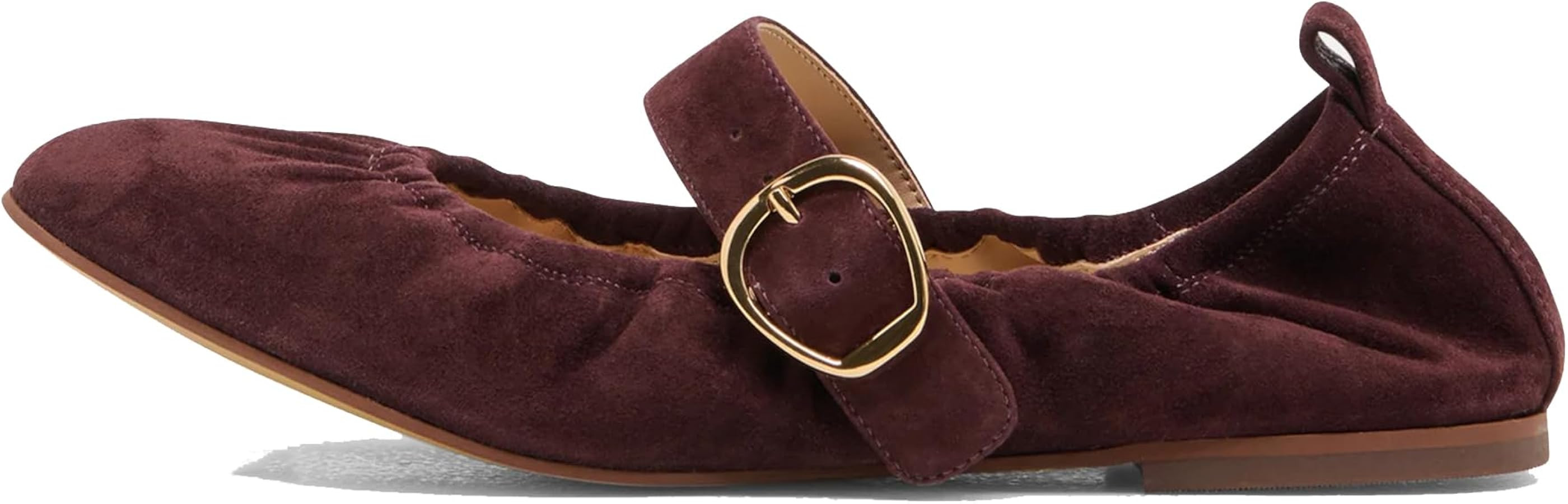 Women's Ruched Ballet Flats Buckle Strap Mary Jane Flat Shoes Slip On Soft Suede Round Toe Comfor... | Amazon (US)