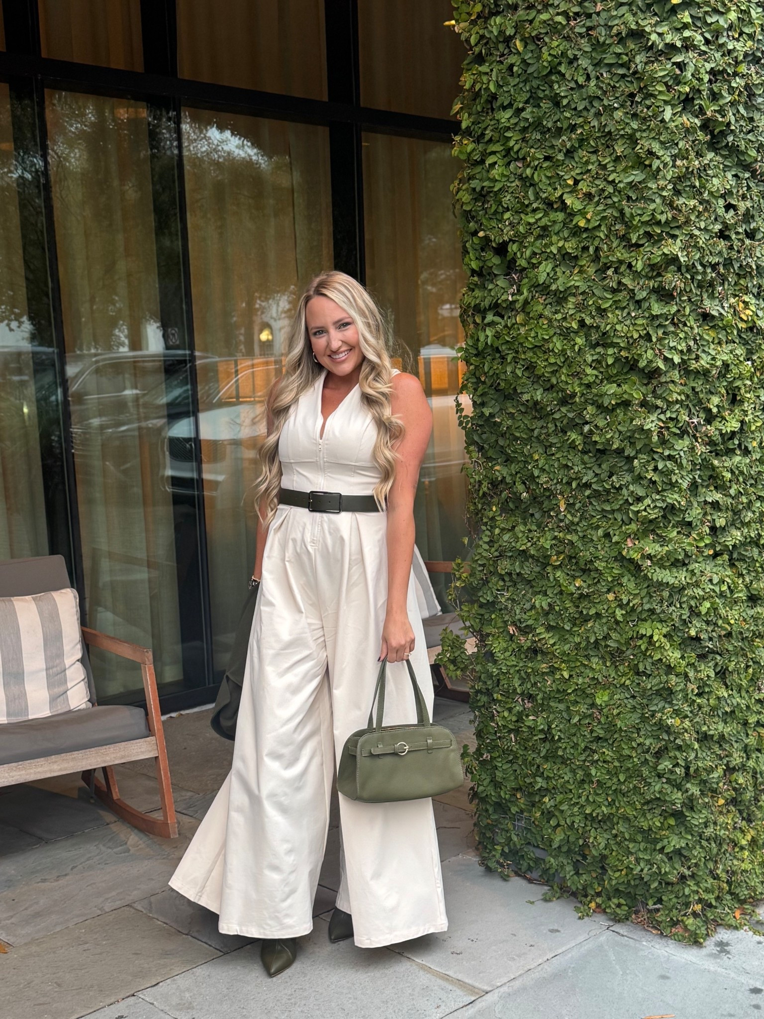 The most chic jumpsuit ever! I got so many compliments. It’s so fun and flattering. Wearing a size small and it fit perfect. 