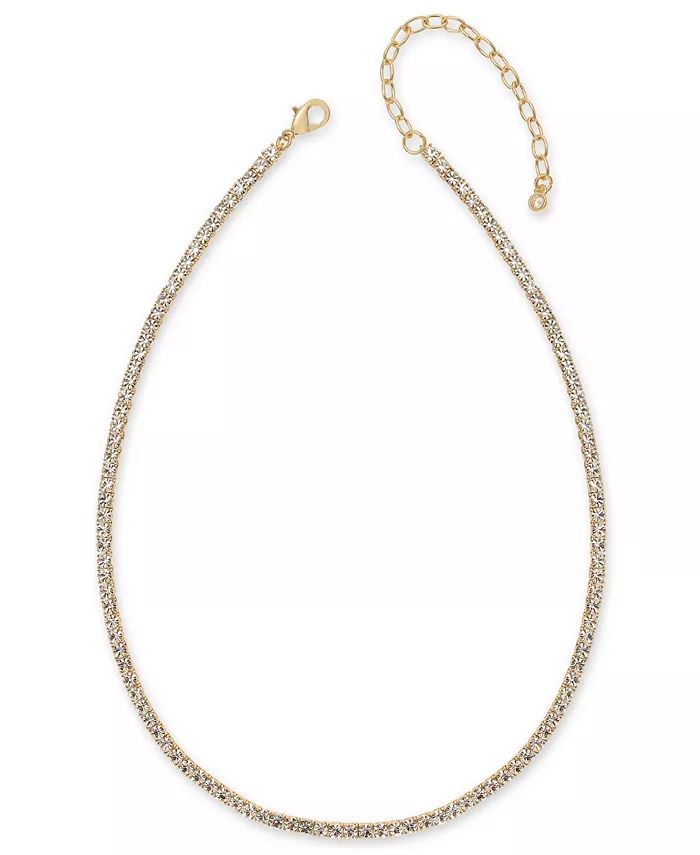 3mm Crystal Station All-Around Tennis Necklace, 15" + 2" extender, Created for Macy's | Macy's