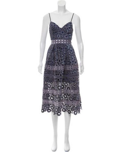 Self-Portrait Lace Midi Dress w/ Tags Blue | The RealReal