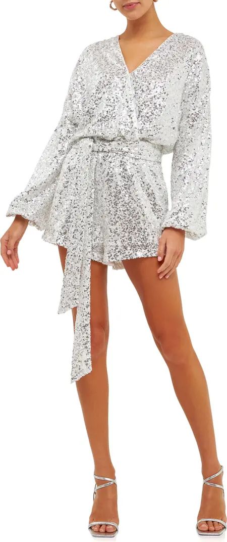 Endless Rose Long Sleeve Sequin Romper | Nordstrom | Nordstrom