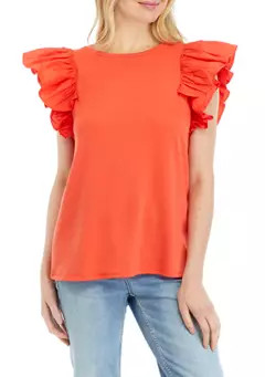 Crown & Ivy™ Women's Poplin Solid Baby Terry Blouse | Belk