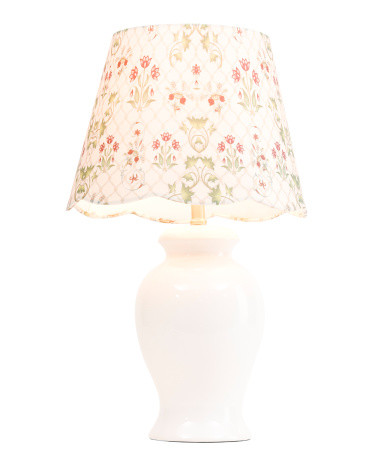 26in Ceramic Table Lamp With Printed Linen Shade | TJ Maxx