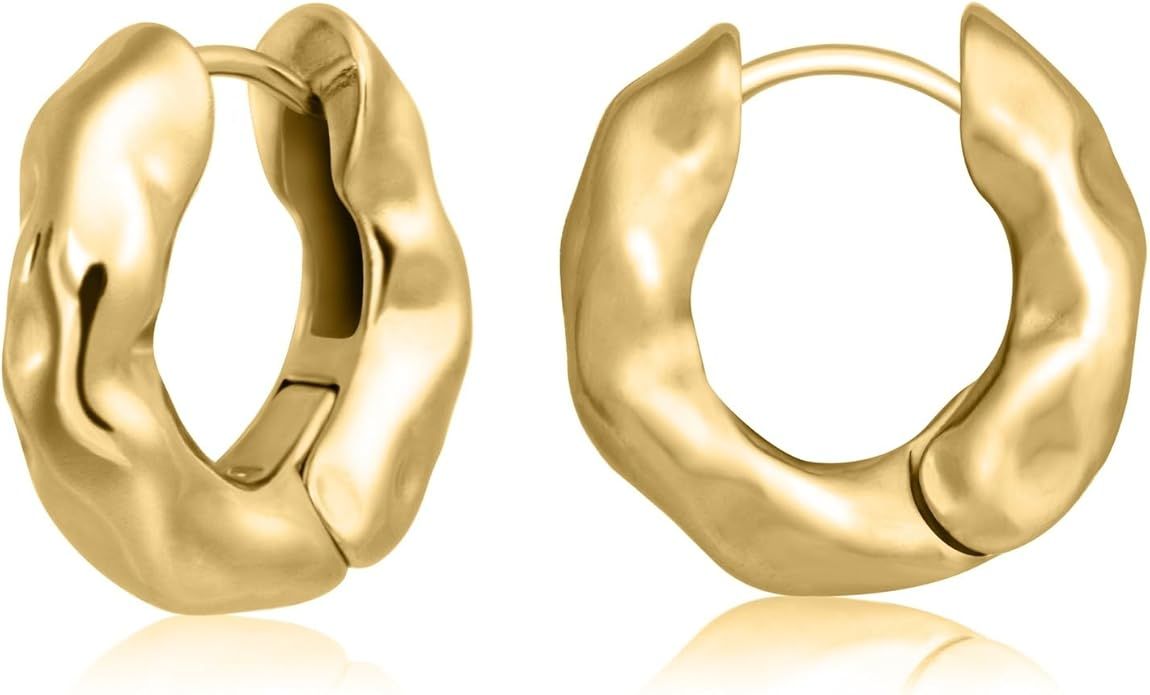 Hoop earrings |Gold Hoop earrings|14K Gold Hypoallergenic Lightweight Huggie Hoops Earrings for W... | Amazon (US)
