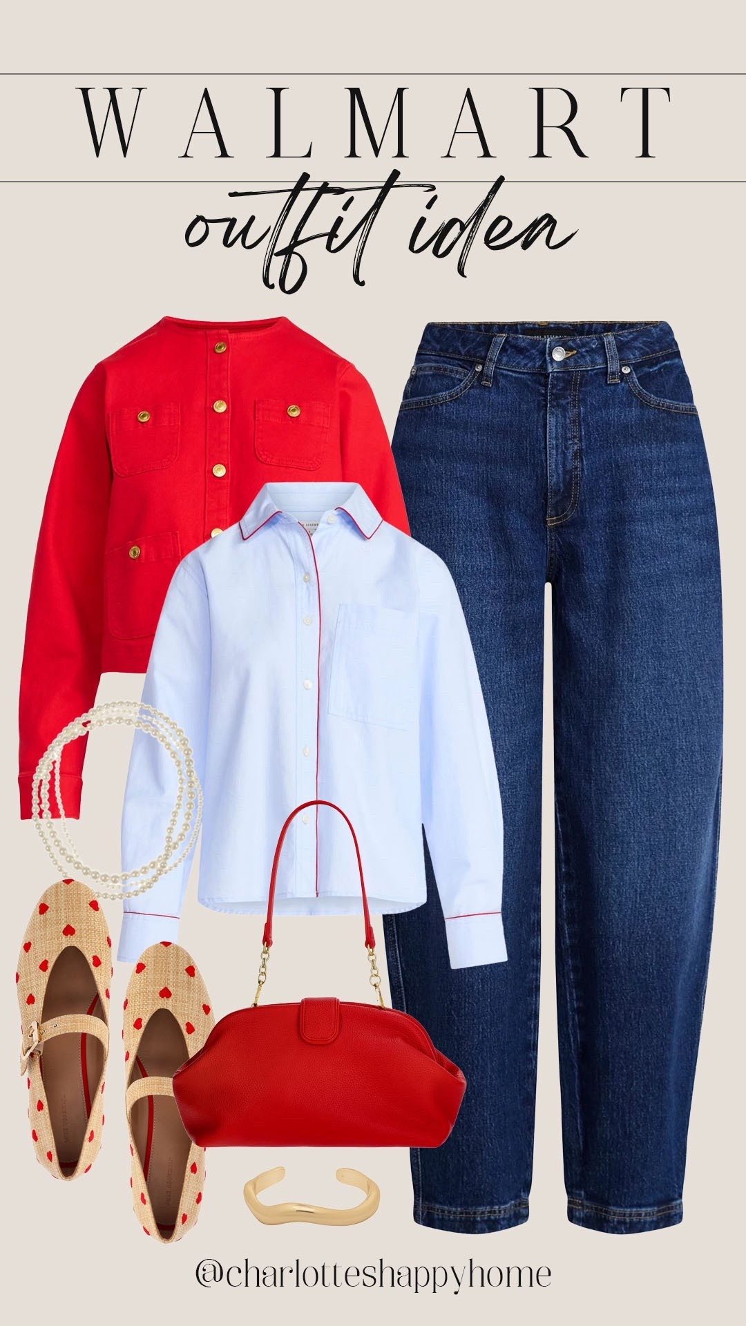 The most chic outfit from Walmart! Perfect for Valentine’s Day! 

#valentinesday

Valentine’s Day style. Chic Valentine’s Day outfit. Chic winter to spring outfit. Red and blue winter style. Walmart fashion. Walmart new arrivals. Walmart finds. Walmart vday style. Walmart rattan heart flats. Chic red denim jacket. Walmart denim. Walmart blue button down red trim top  

#LTKSeasonal #LTKgrwm #LTKootd