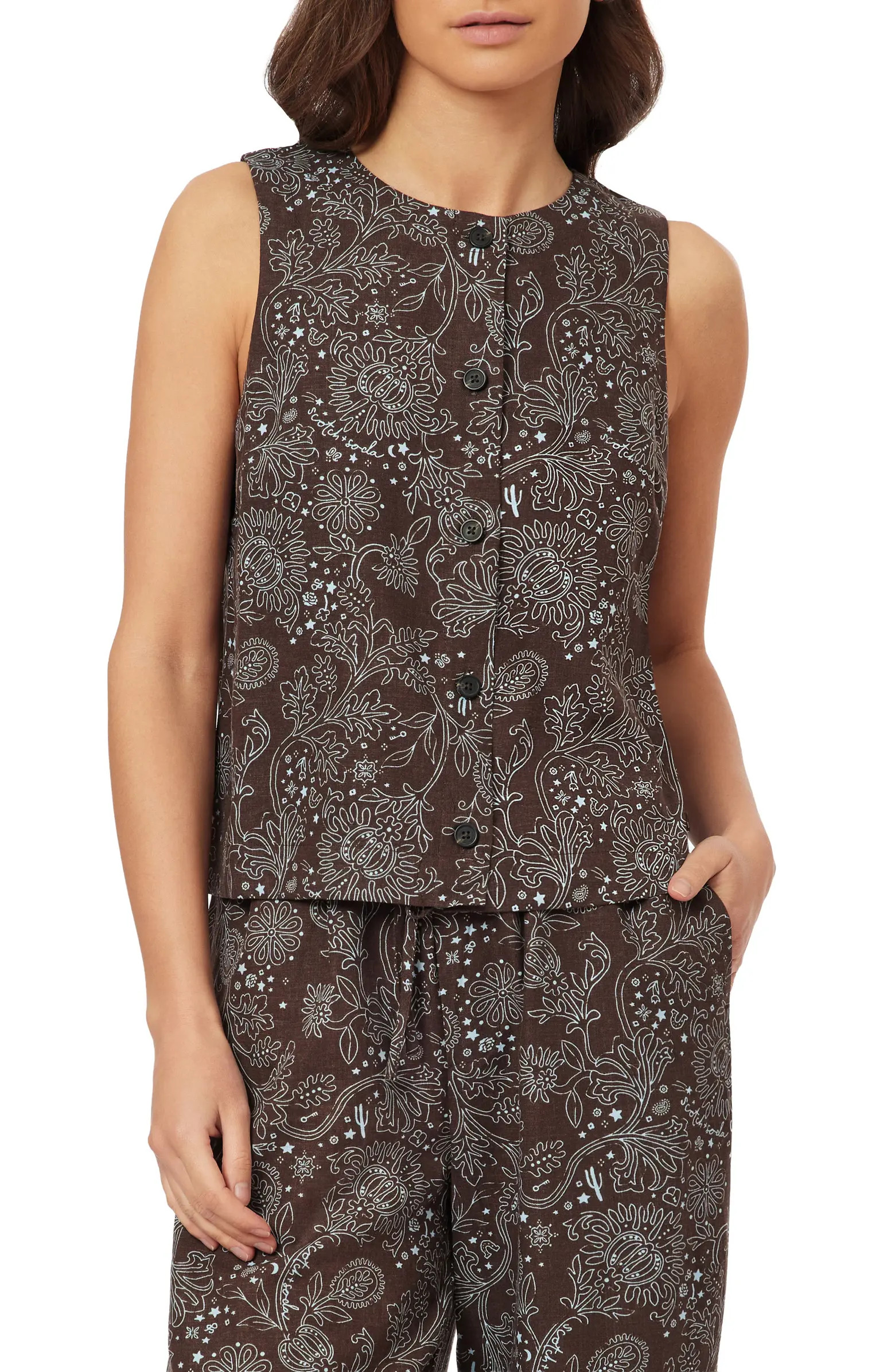 Scotch & Soda Sleeveless Linen Blend Button-Up Shirt | Nordstromrack | Nordstrom Rack