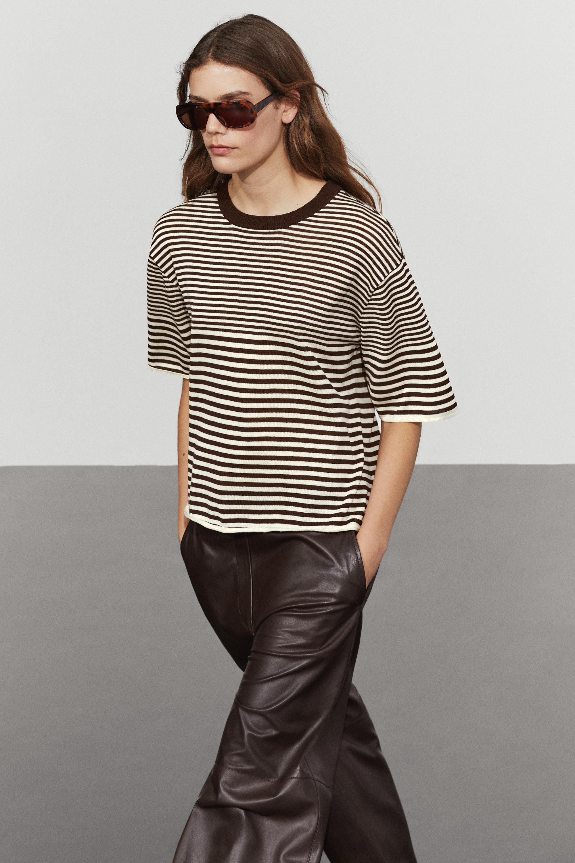 Gestreiftes Baumwoll-T-Shirt | Massimo Dutti DE