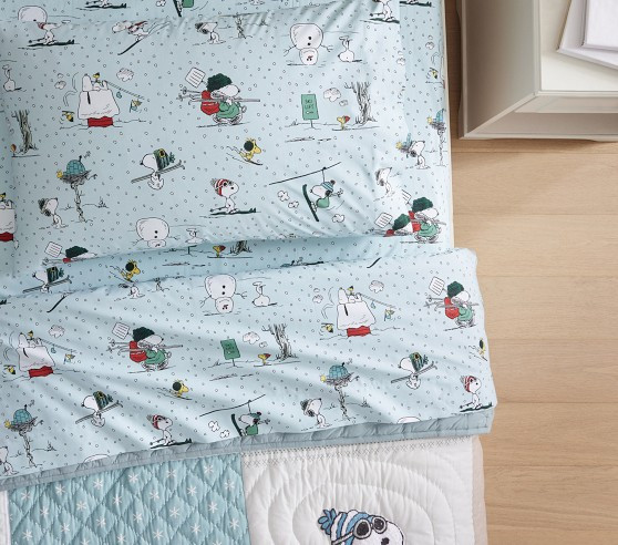Peanuts® Snoopy® Ski Organic Sheet Set | Pottery Barn Kids