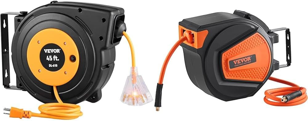 VEVOR Retractable Extension Cord Reel, 45 FT, Heavy Duty 12AWG/3C SJTOW Power Cord & Retractable ... | Amazon (US)