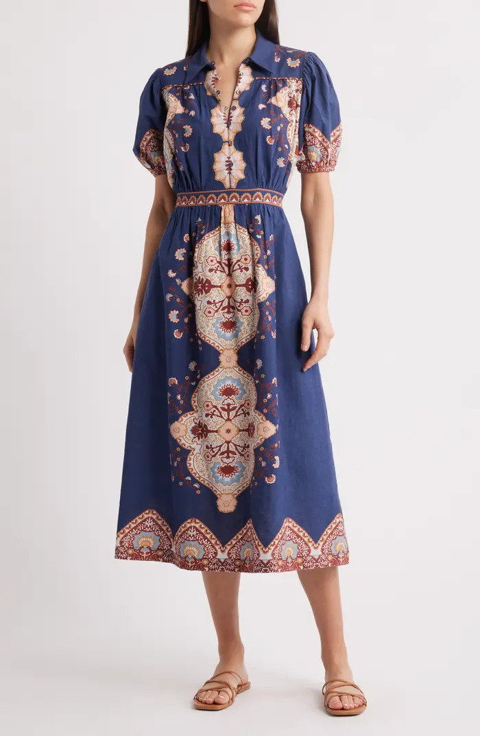 Cleobella Asha Cotton & Linen Midi Shirtdress | Nordstrom | Nordstrom