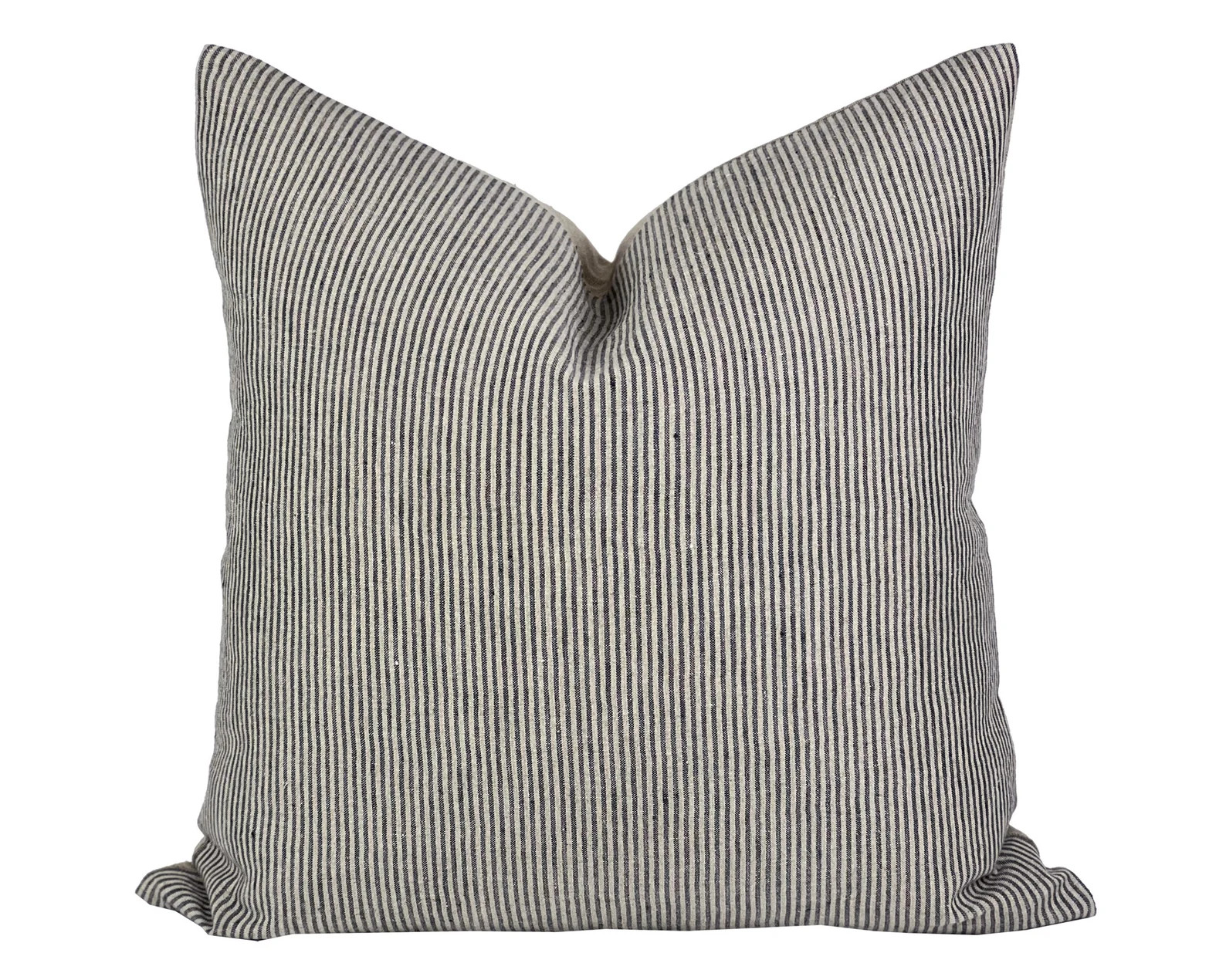 HALE  Charcoal Pinstripe Linen Pillow Cover Neutral Pillow - Etsy | Etsy (US)