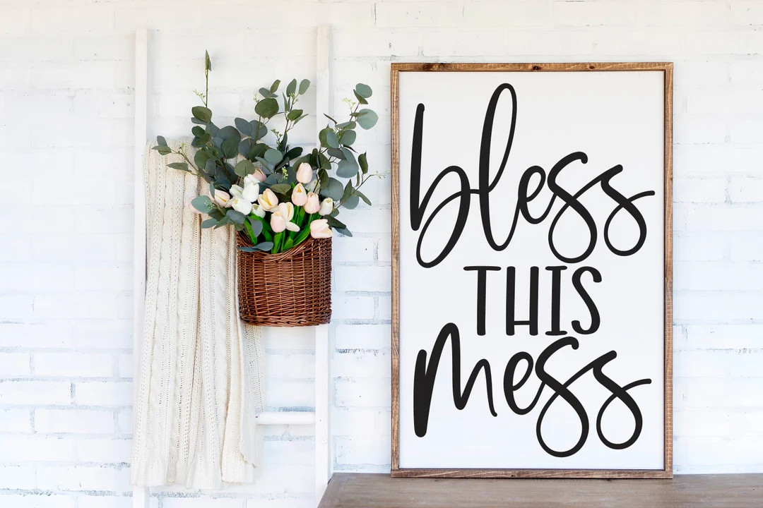 Bless This Mess Sign, Home Decor, Home Wall Decor, Family Wall Decor, Family Wall Sign, Wedding G... | Etsy (US)