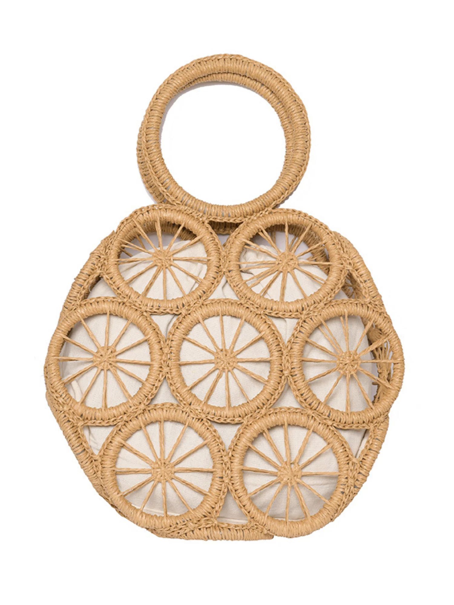 ‘Willow' Multi Circle Straw Round Handbag | Goodnight Macaroon