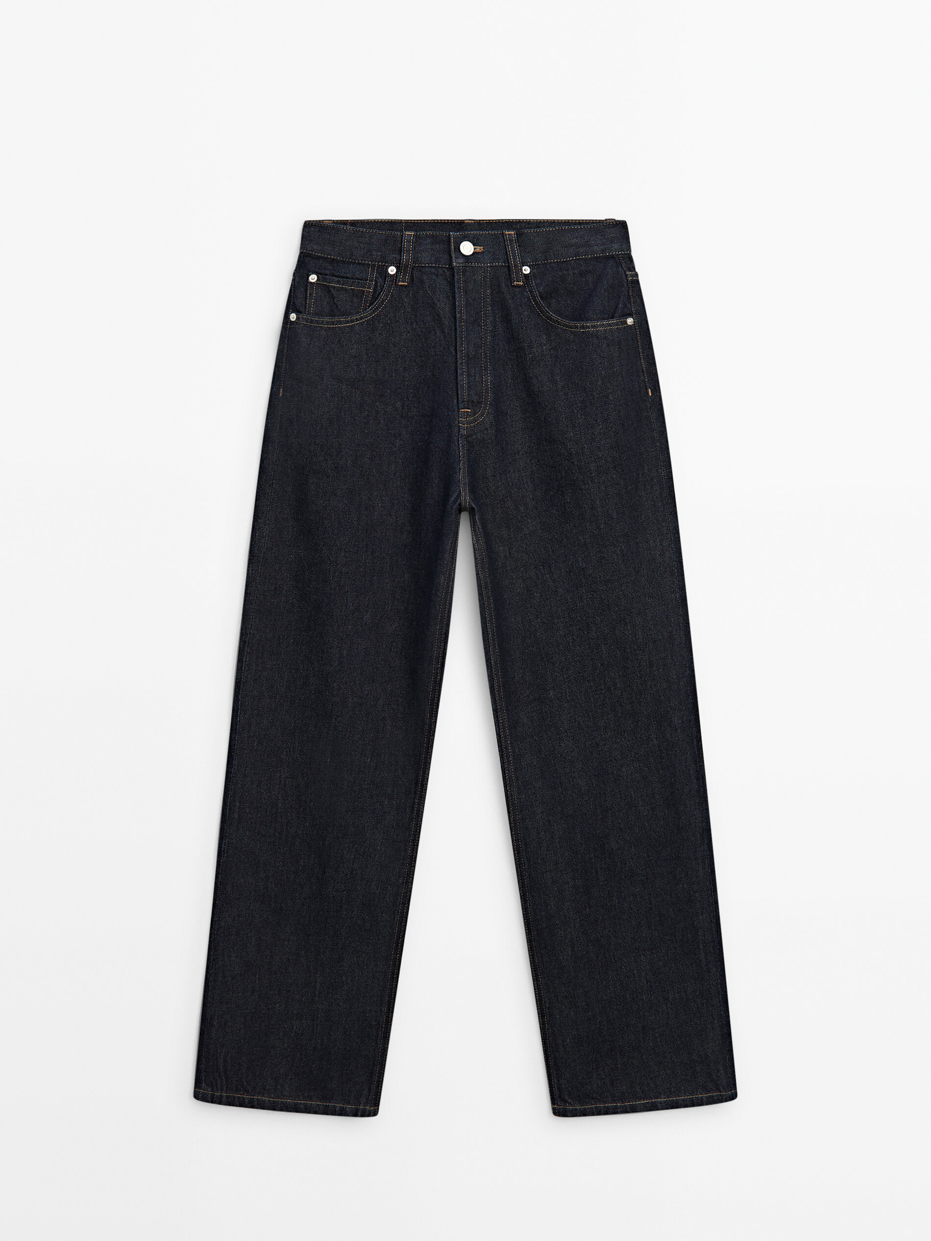 Faded straight-leg high-waist jeans | Massimo Dutti US