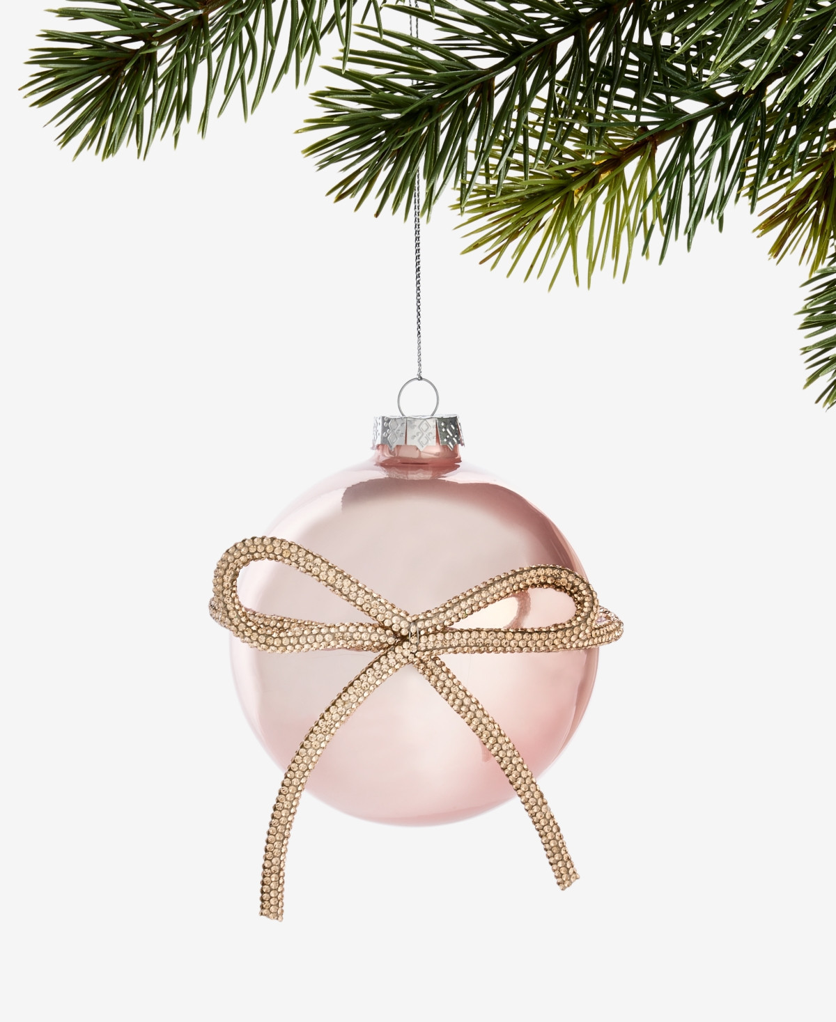 Holiday Lane Gilded Glamour Pink Gem Bow Ball Ornament, Macy's Exclusive | Macy's