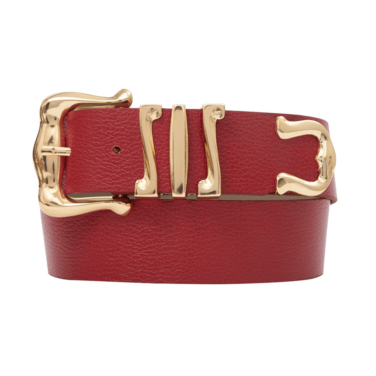 Gold Metal Buckle Leather Belt - Red | Wolf & Badger (US)