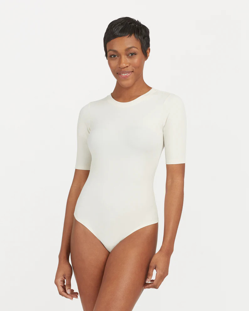 Suit Yourself Ribbed Crew Neck Short Sleeve Bodysuit | Spanx
