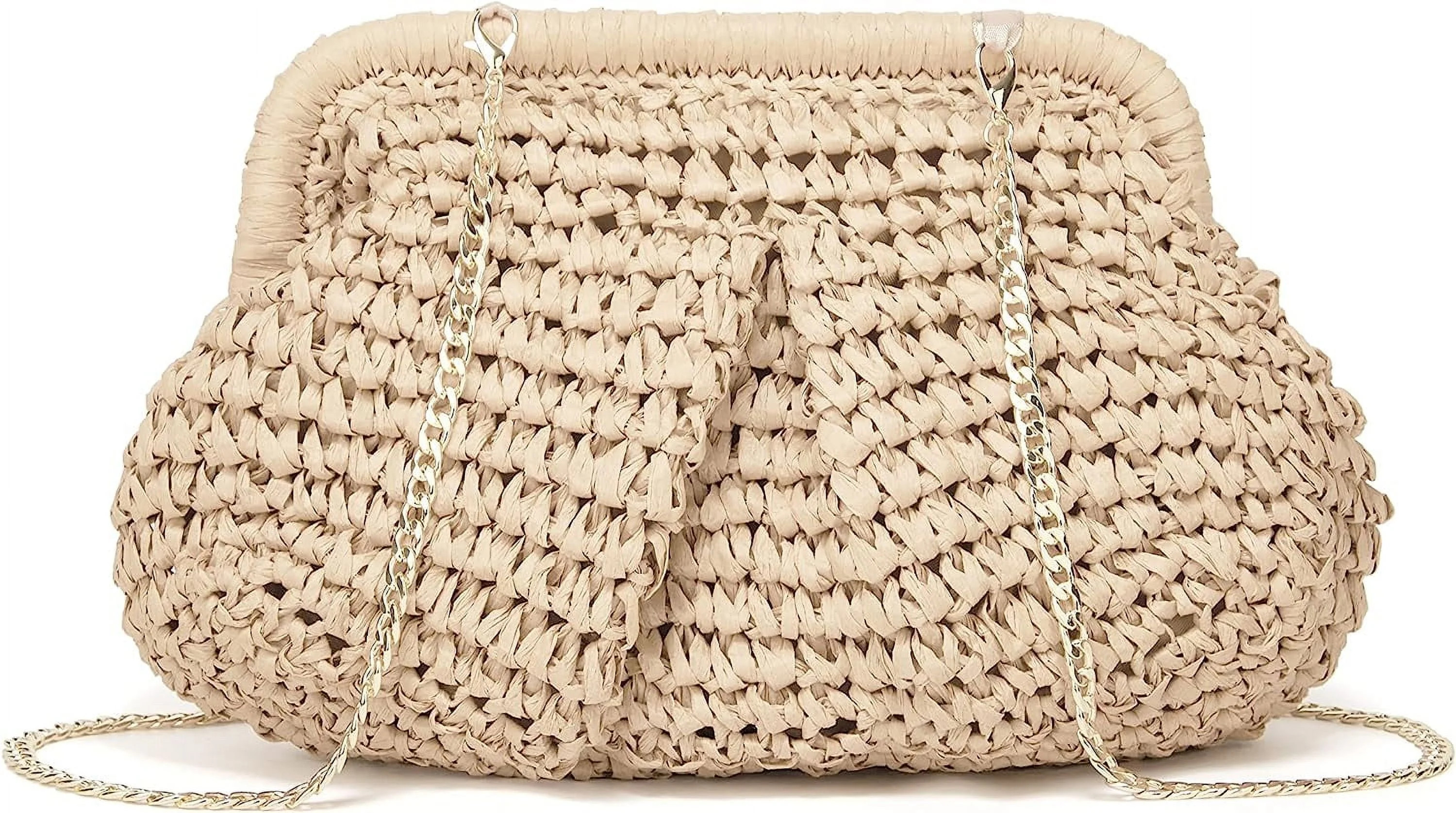 MMYGU Women Straw Crossbody Clutch Purse Straw Shoulder Handbag Cloud Dumpling Pouch Rattan Summe... | Walmart (US)