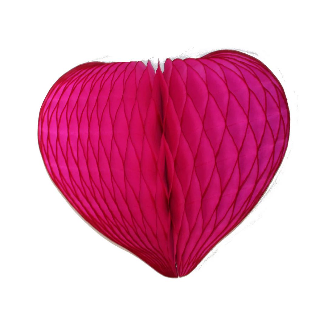 Cerise Pink Heart Honeycomb Decoration (3 sizes) | Ellie and Piper