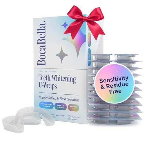Boca Bella Teeth Whitening U-Wraps – 10 Treatments – 15% Hydrogen Peroxide, Enamel-Safe, No Harsh Sensitivity – Patented Strip Design with Aloe, Calendula & Peppermint – Fast, Even Whitening | Amazon (US)