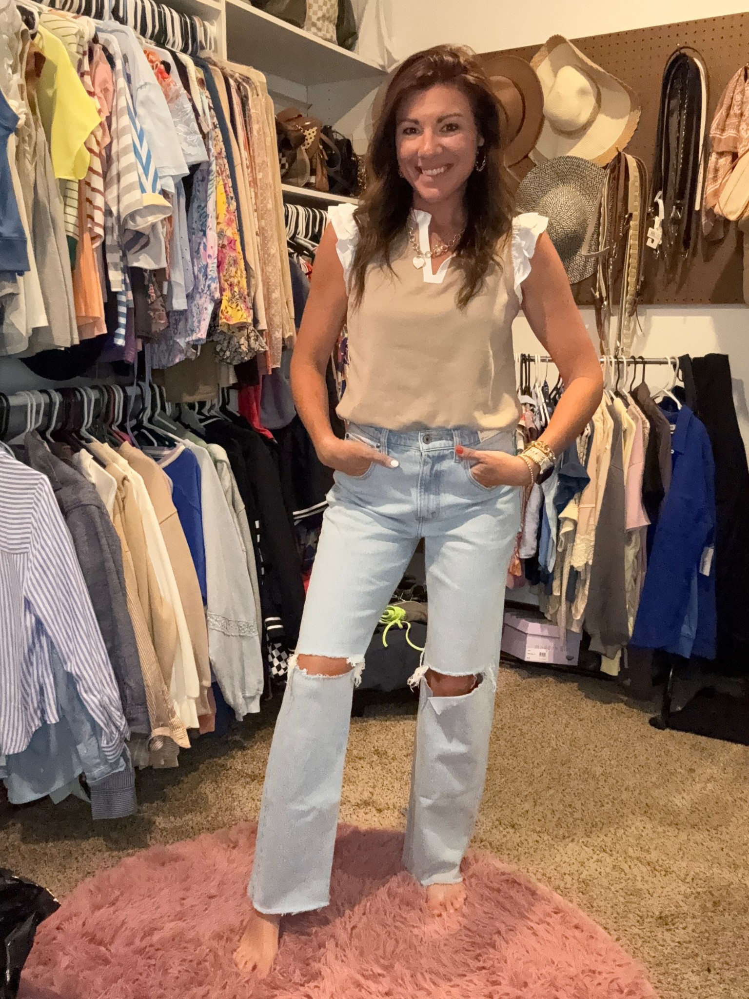 Abercrombie Denim. Busted knee and unfinished hem add fun details! 

Wearing size 27 Short. 

Abercrombie | denim | fall | distressed | style inspo | high rise | relaxed denim 

#LTKOver40 #LTKFindsUnder100 #LTKStyleTip