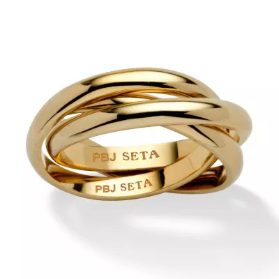Seta Jewelry Yellow Gold-Plated Rolling Triple Band Crossover Ring | Belk