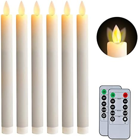 5PLOTS 6pcs White Wax Flicking Flameless Taper Candles with Remote and Timer Moving Wick Battery ... | Amazon (CA)