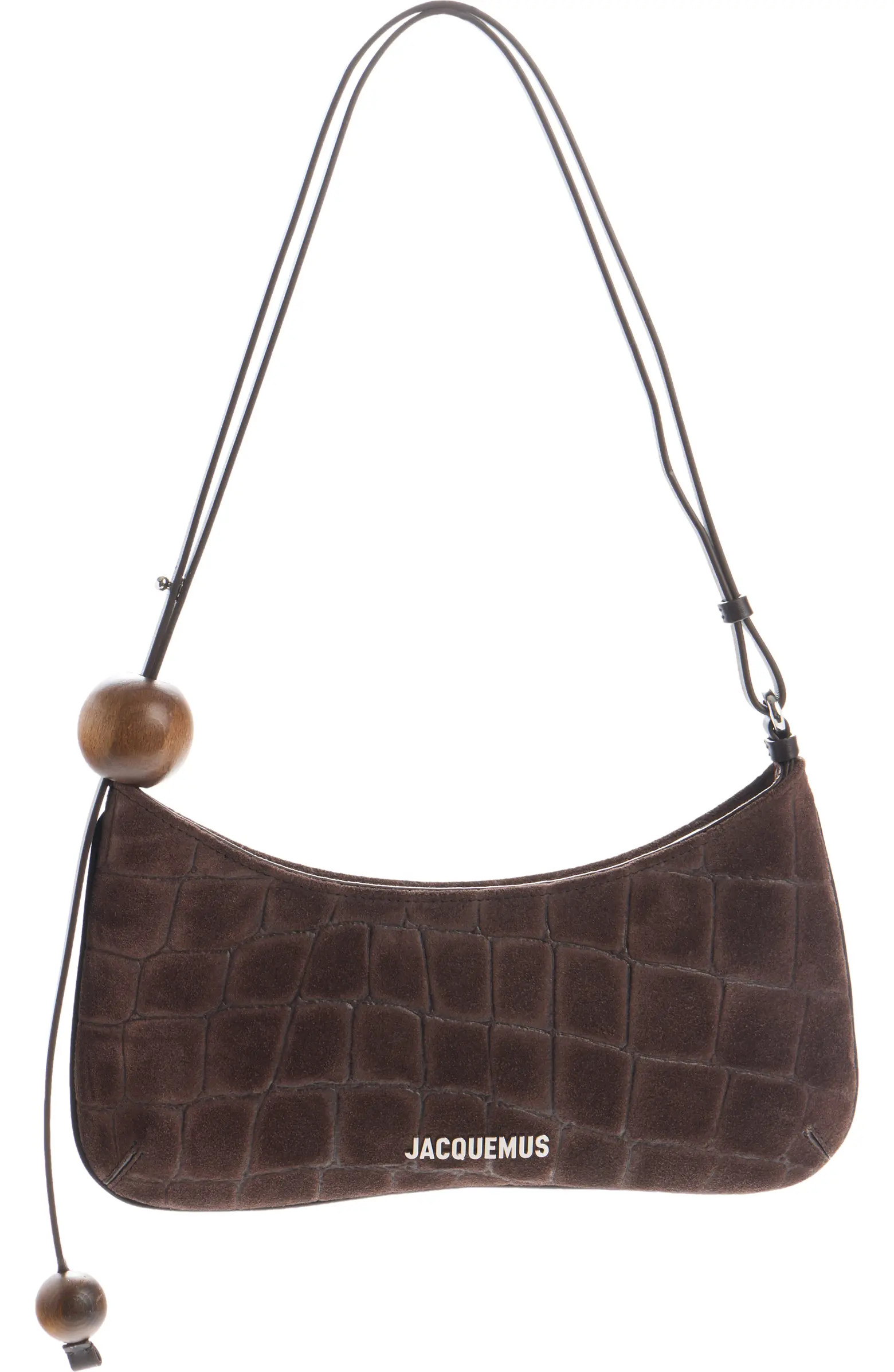 Le Bisou Perle Croc Embossed Suede Shoulder Bag | Nordstrom
