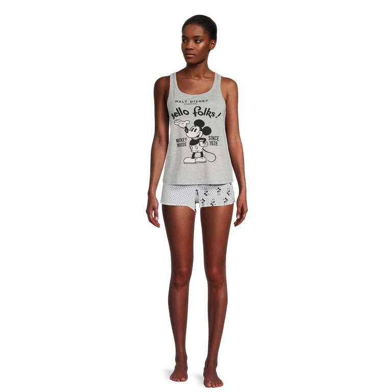 Disney Mickey Mouse Women's and Women's Plus Shorty Pajama Set, 2-Piece | Walmart (US)