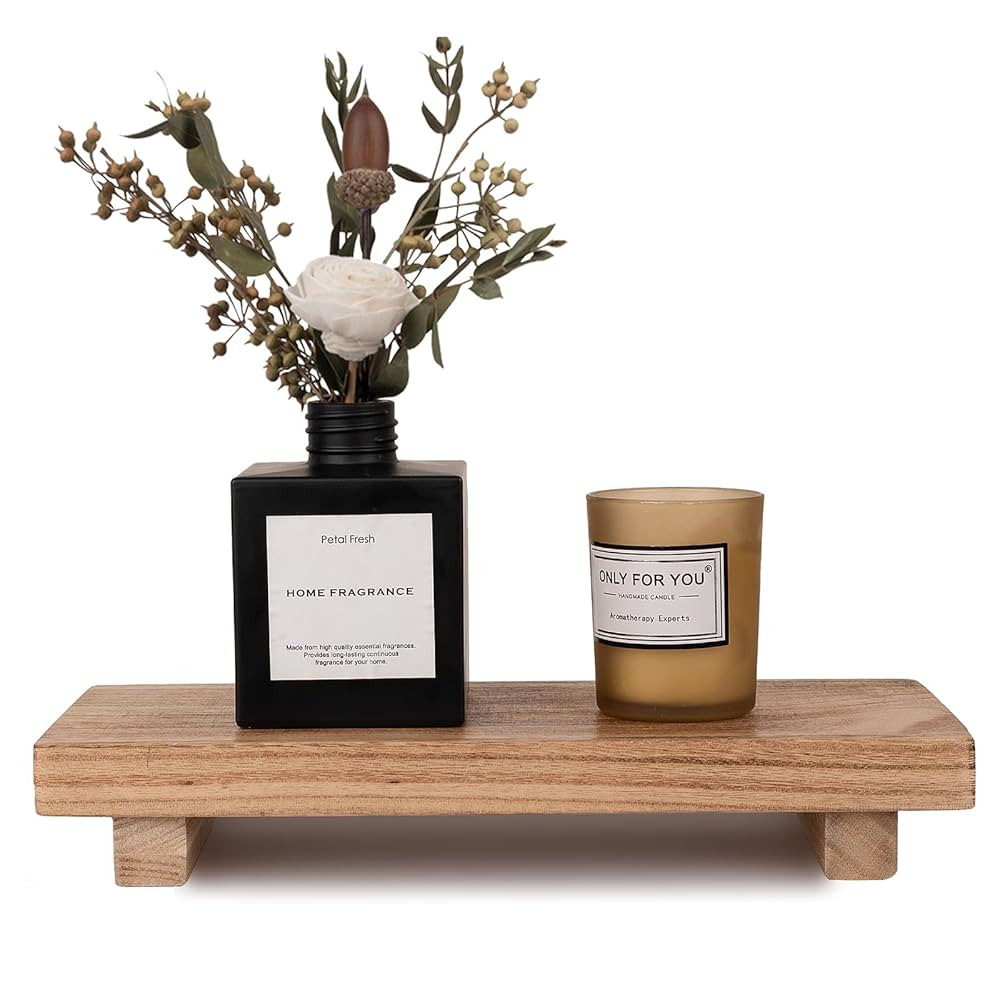 Small Wood Tray Pedestal Stand Farmhouse Bathroom Decor Decorative Wooden Riser Kitchen Soap Dish... | Amazon (US)