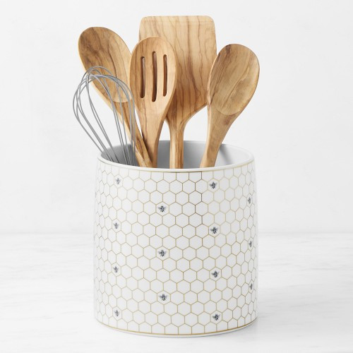 Williams Sonoma Honeycomb Bee Porcelain Utensil Holder | Williams-Sonoma