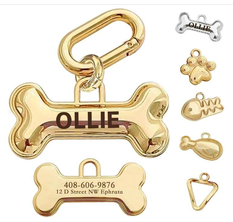Dogs Tag Stylish Personalized Double Sided Deep Engraved Cat & Dog tags engraved for pets Bone Ba... | Amazon (US)