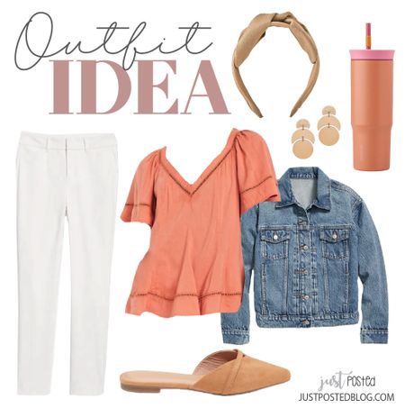 Loving this outfit! The tumbler and shirt match perfectly! So cute for spring!
