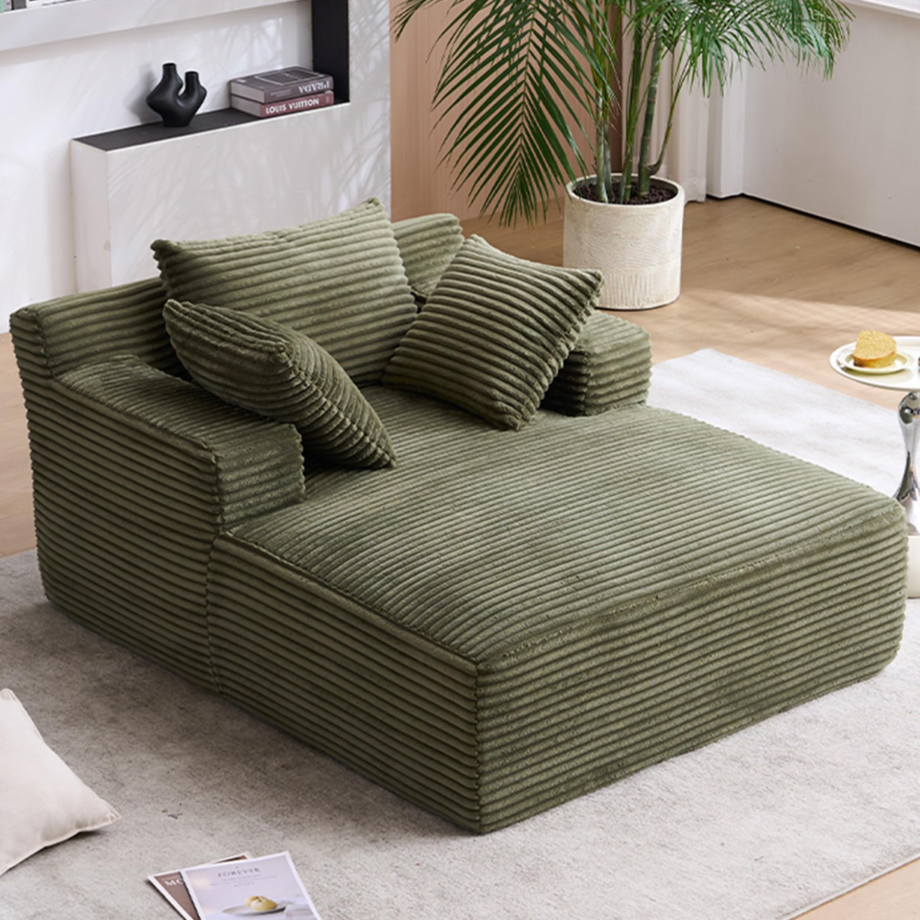 49" Chaise Lounge Indoor, Oversized Chaise Lounge Chair with 3 Comfy Pillows for Living Room Bedr... | Amazon (US)