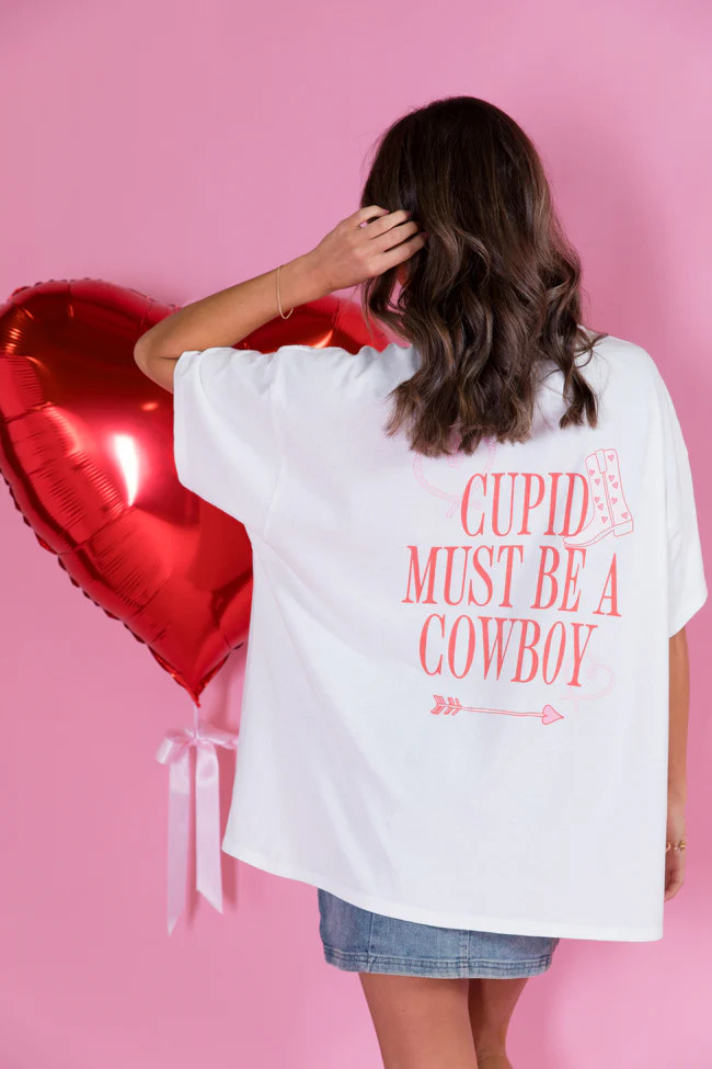 Cupid Must Be a Cowboy Hyfve Off White Oversized Graphic Tee | Pink Lily