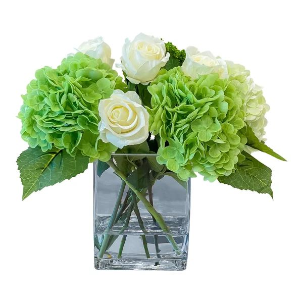 Hydrangea Rose Real Touch Floral Arrangement | Wayfair North America