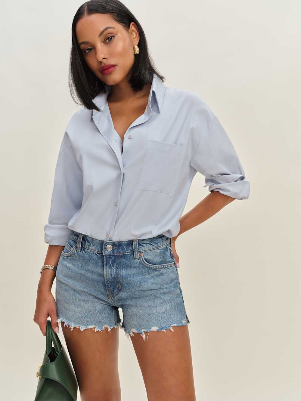 Sutton Low Rise 2.5” Slouchy Jean Shorts | Reformation (Global)