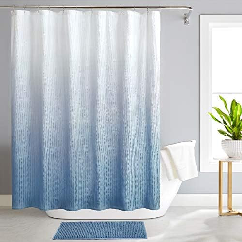 Amazon.com: REEPLE Ombre Shower Curtain Set with Rugs and Hooks for Bathroom Waterproof Gradient ... | Amazon (US)