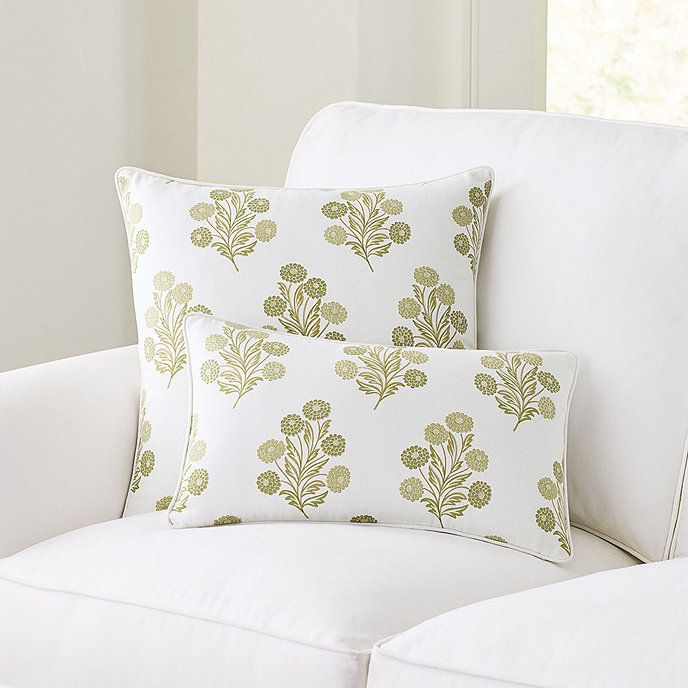 Cotter Botanical Floral Cotton Throw Pillow Cover with Insert | Ballard Designs, Inc.
