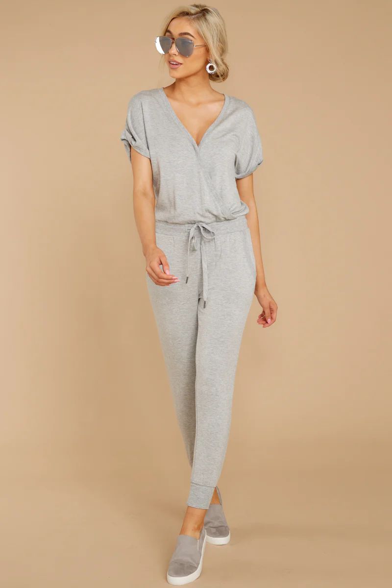 The Wrap Front Jumpsuit In Heather Grey | Red Dress 