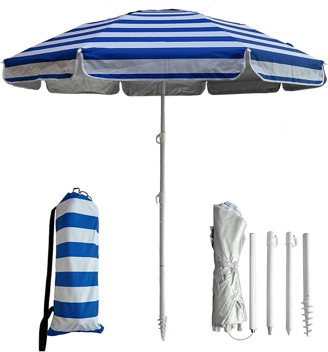 6ft Beach Umbrella - Heavy Duty Wind Resistant UV 50+ Portable Sun Shade with Sand Anchor & Carry... | Amazon (US)