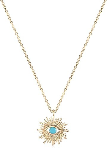 Mevecco Gold Dainty Evil Eye Necklace for Women 18K Gold Plated Cute Delicate Solitaire Cubic Zir... | Amazon (US)
