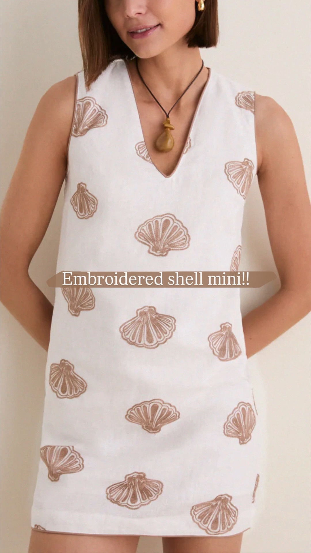 Embroidered shell mini dress!