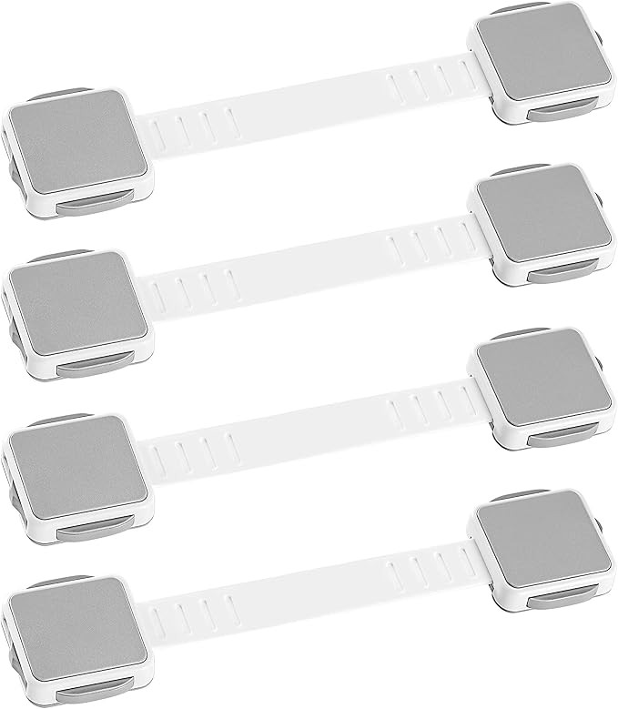 Child Safety Strap Locks (4 Pack) for Fridge, Drawers, Oven, Cabinets, Toilet, Dishwasher, Double... | Amazon (US)
